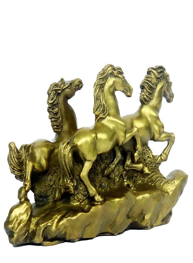 BRASSTAR Brass Feng Shui Three Galloping Horses Statue 5.9”(L) Home Table Decor Sculpture Wealth Career Luck Decorative Figurine Business Gift Collection PTZY006 - Image 4